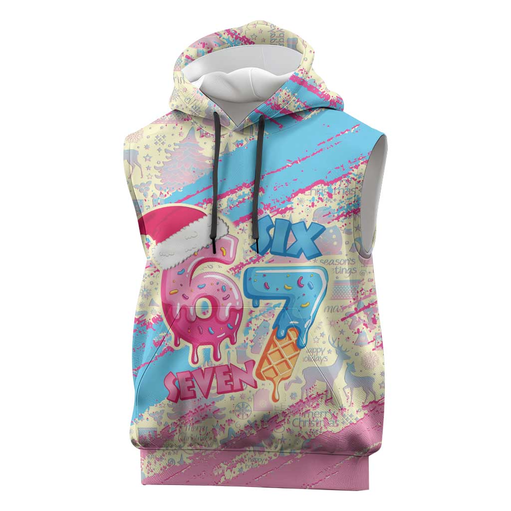 Six Seven Ice Cream Drip Sleeveless Hoodie 67 Funny Christmas Gen Alpha Slang - Wonder Print Shop