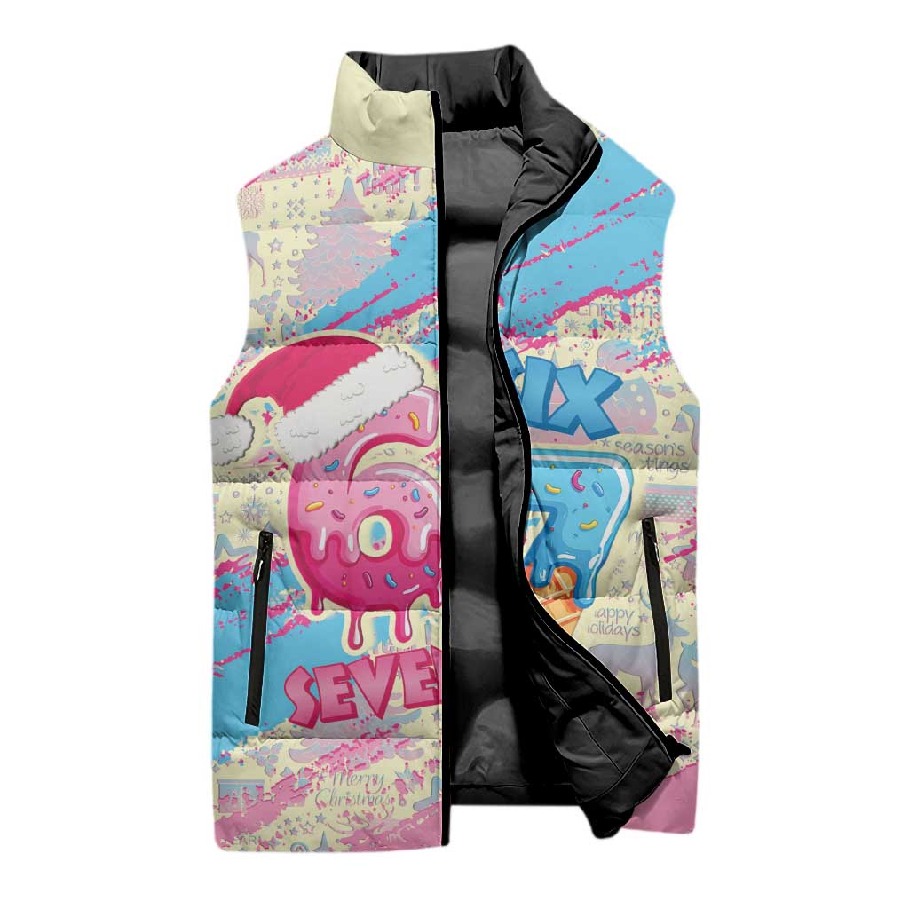 Six Seven Ice Cream Drip Sleeveless Puffer Jacket 67 Funny Christmas Gen Alpha Slang - Wonder Print Shop
