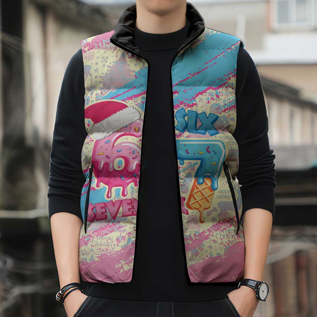 Six Seven Ice Cream Drip Sleeveless Puffer Jacket 67 Funny Christmas Gen Alpha Slang - Wonder Print Shop