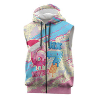 Six Seven Ice Cream Drip Sleeveless Zip Hoodie 67 Funny Christmas Gen Alpha Slang - Wonder Print Shop