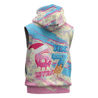 Six Seven Ice Cream Drip Sleeveless Zip Hoodie 67 Funny Christmas Gen Alpha Slang - Wonder Print Shop