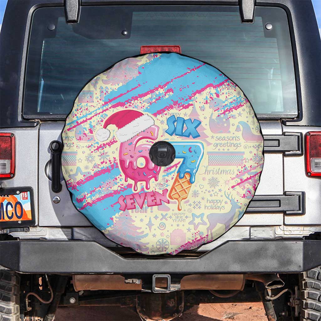 Six Seven Ice Cream Drip Spare Tire Cover 67 Funny Christmas Gen Alpha Slang - Wonder Print Shop