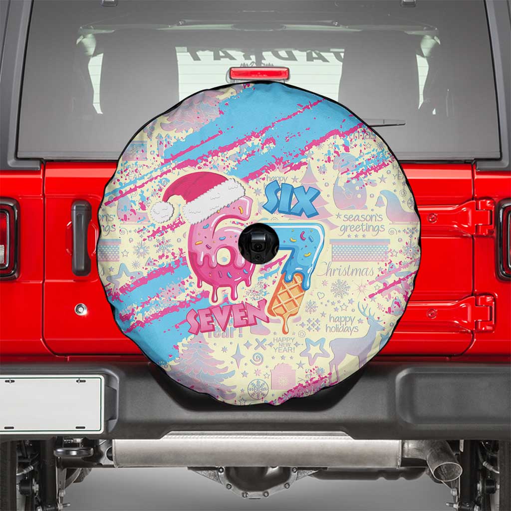 Six Seven Ice Cream Drip Spare Tire Cover 67 Funny Christmas Gen Alpha Slang - Wonder Print Shop
