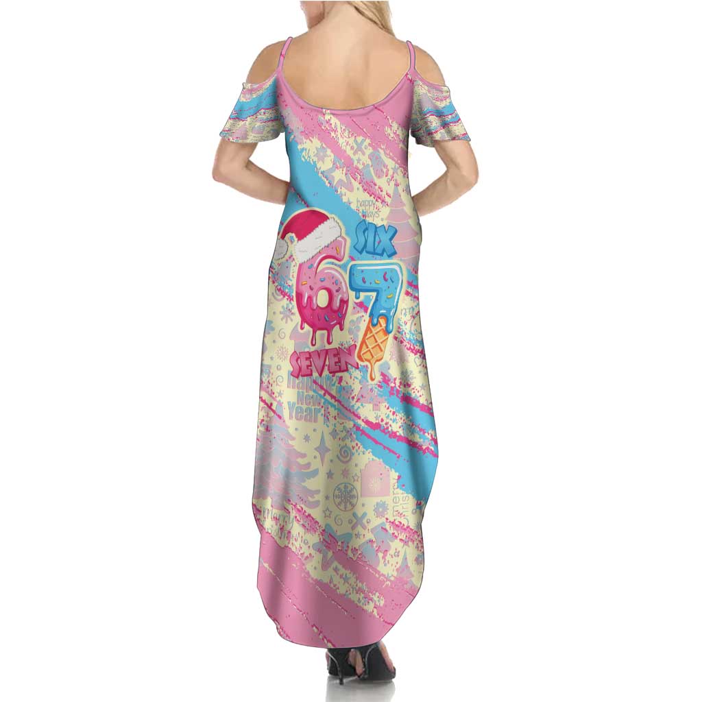 Six Seven Ice Cream Drip Summer Maxi Dress 67 Funny Christmas Gen Alpha Slang - Wonder Print Shop