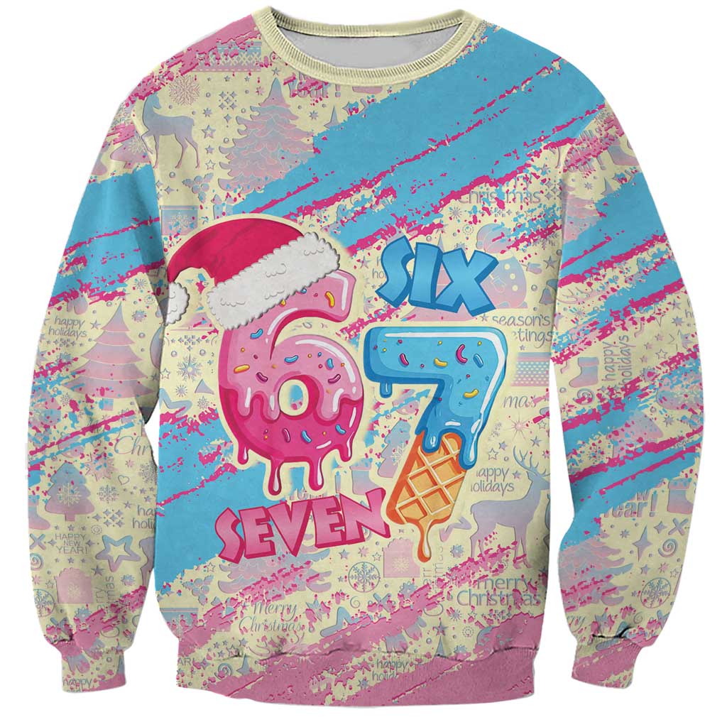 Six Seven Ice Cream Drip Sweatshirt 67 Funny Christmas Gen Alpha Slang - Wonder Print Shop
