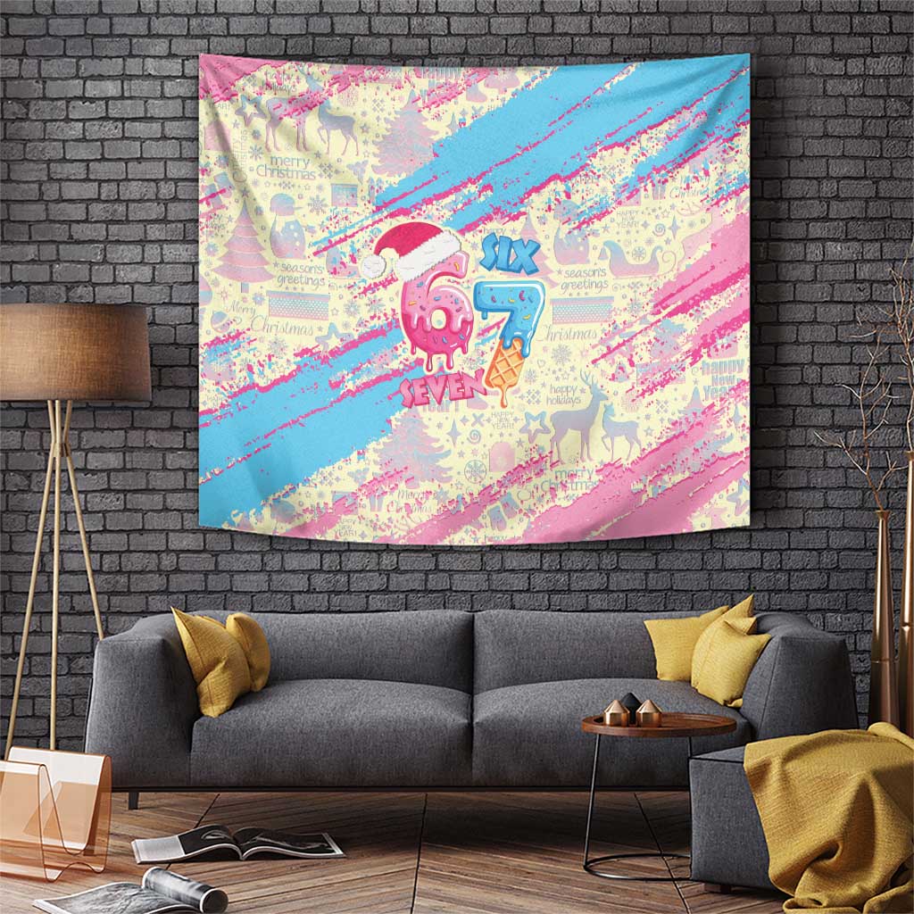 Six Seven Ice Cream Drip Tapestry 67 Funny Christmas Gen Alpha Slang - Wonder Print Shop