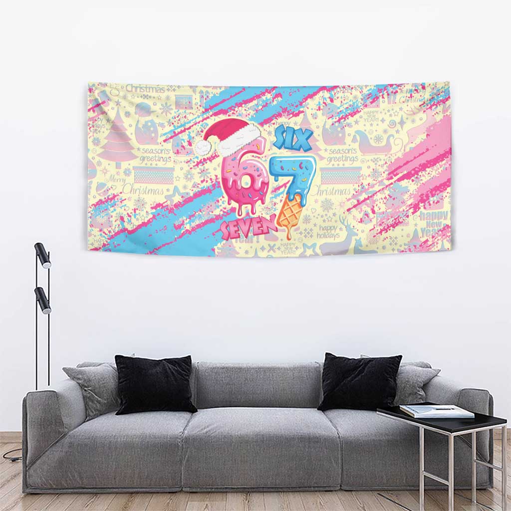 Six Seven Ice Cream Drip Tapestry 67 Funny Christmas Gen Alpha Slang - Wonder Print Shop