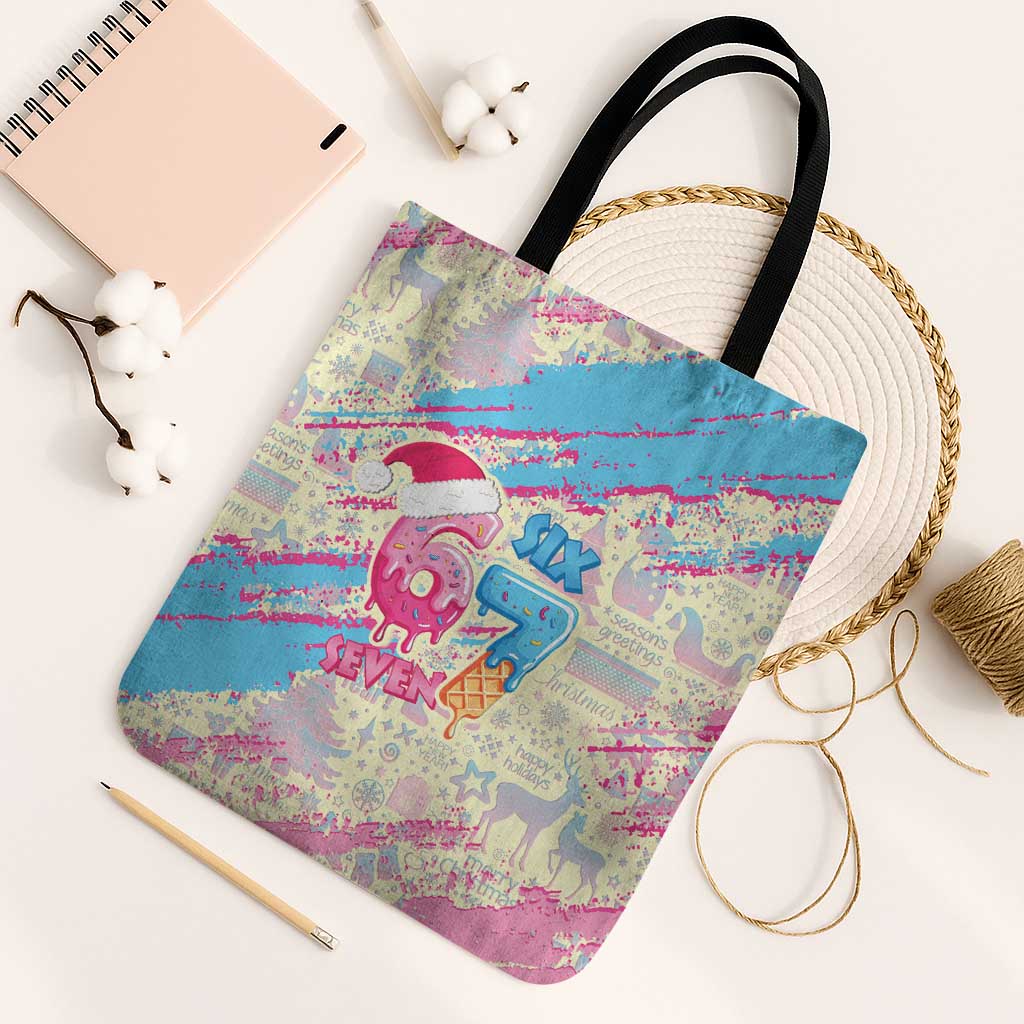Six Seven Ice Cream Drip Tote Bag 67 Funny Christmas Gen Alpha Slang - Wonder Print Shop