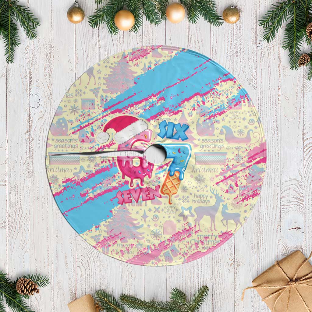 Six Seven Ice Cream Drip Tree Skirt 67 Funny Christmas Gen Alpha Slang - Wonder Print Shop