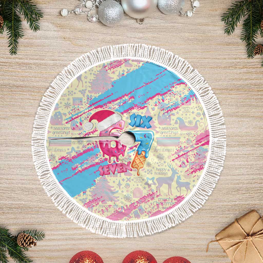 Six Seven Ice Cream Drip Tree Skirt 67 Funny Christmas Gen Alpha Slang - Wonder Print Shop