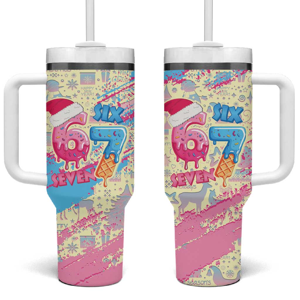 Six Seven Ice Cream Drip Tumbler With Handle 67 Funny Christmas Gen Alpha Slang - Wonder Print Shop