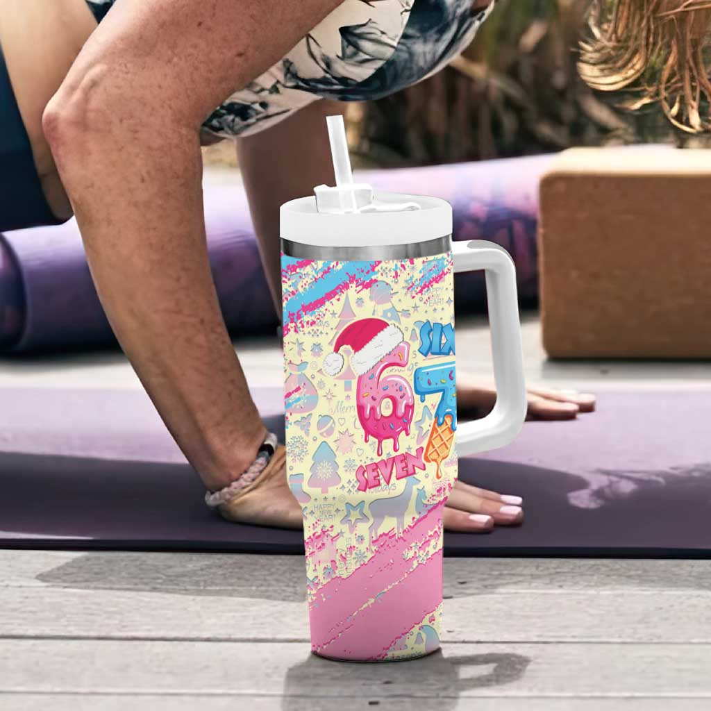 Six Seven Ice Cream Drip Tumbler With Handle 67 Funny Christmas Gen Alpha Slang - Wonder Print Shop