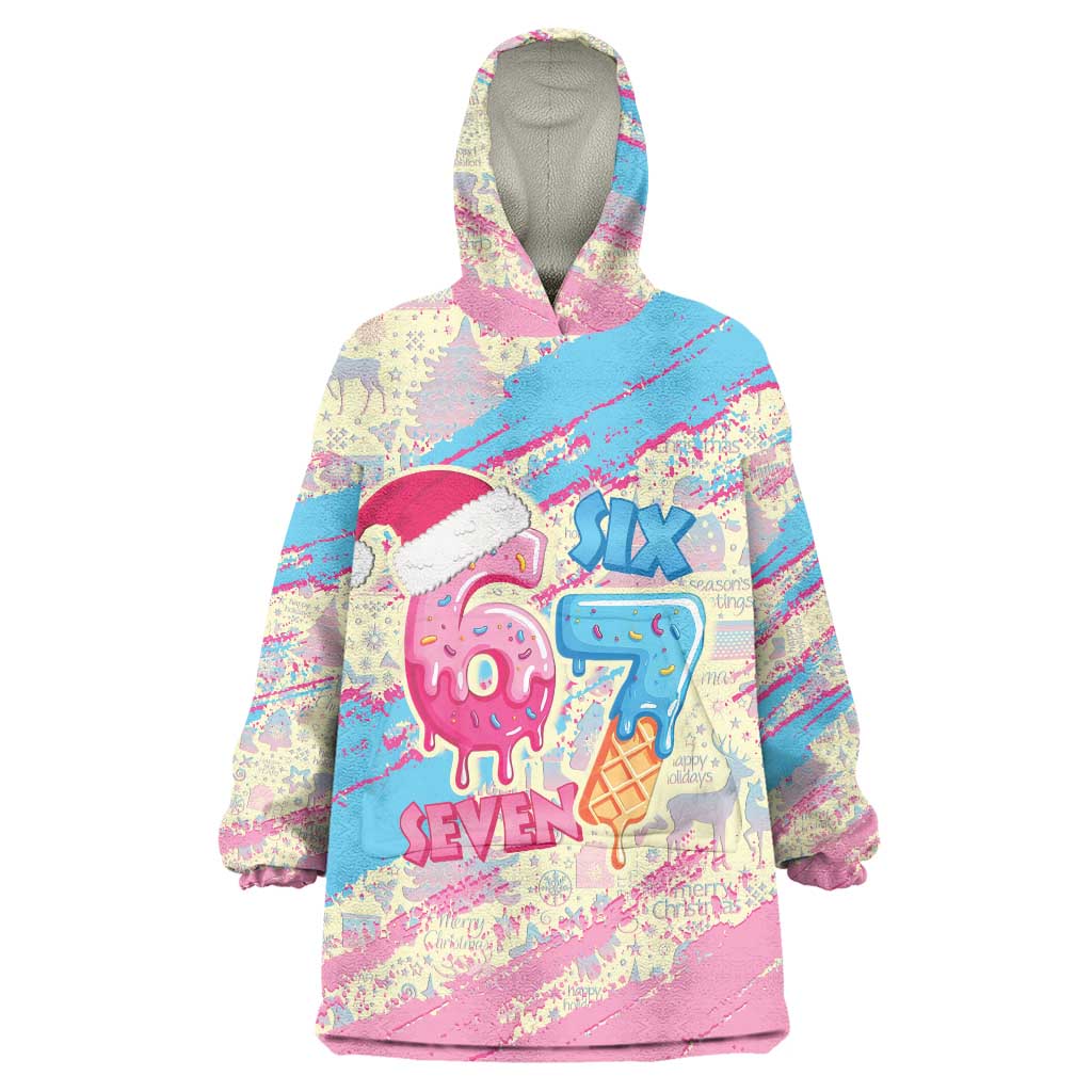 Six Seven Ice Cream Drip Wearable Blanket Hoodie 67 Funny Christmas Gen Alpha Slang - Wonder Print Shop