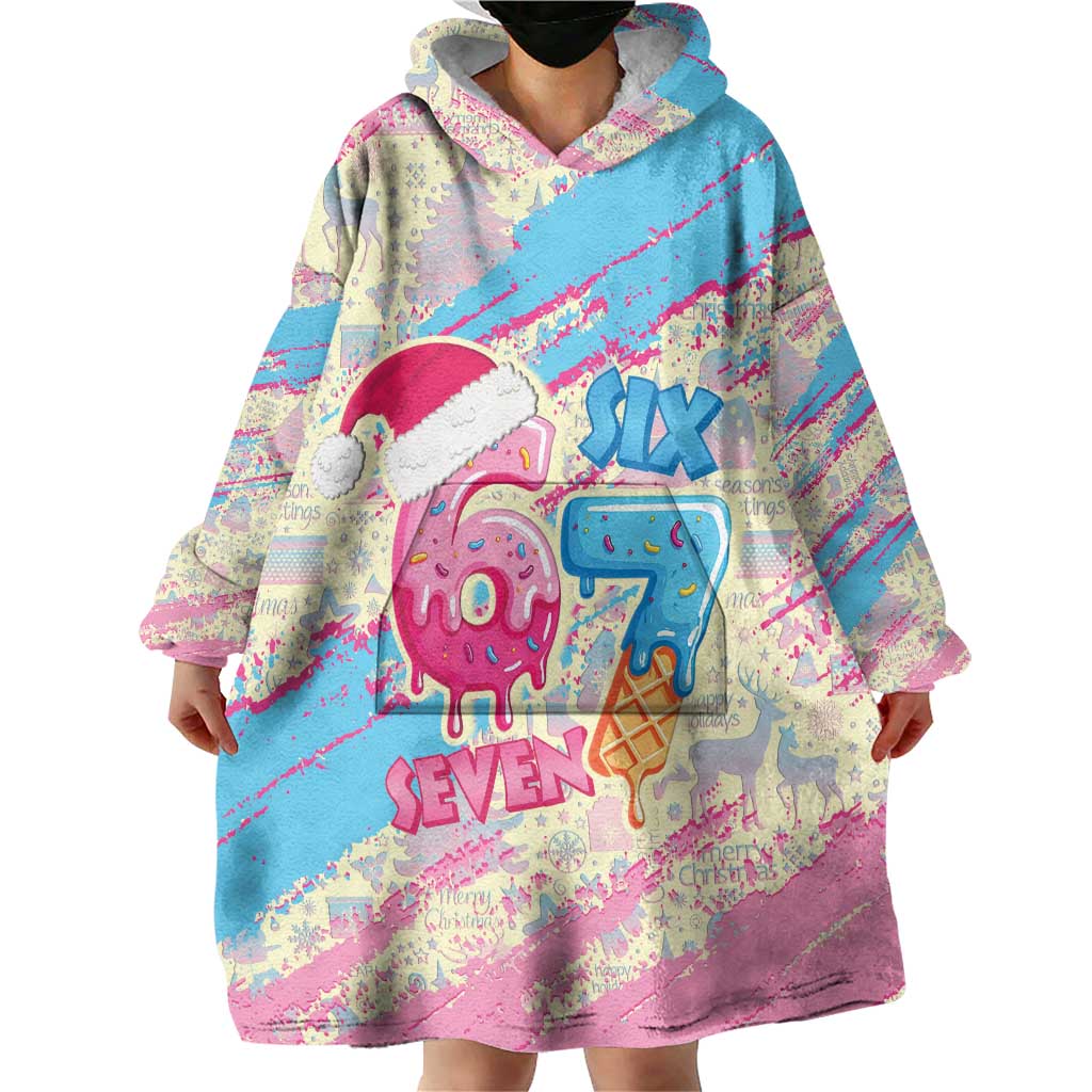 Six Seven Ice Cream Drip Wearable Blanket Hoodie 67 Funny Christmas Gen Alpha Slang - Wonder Print Shop