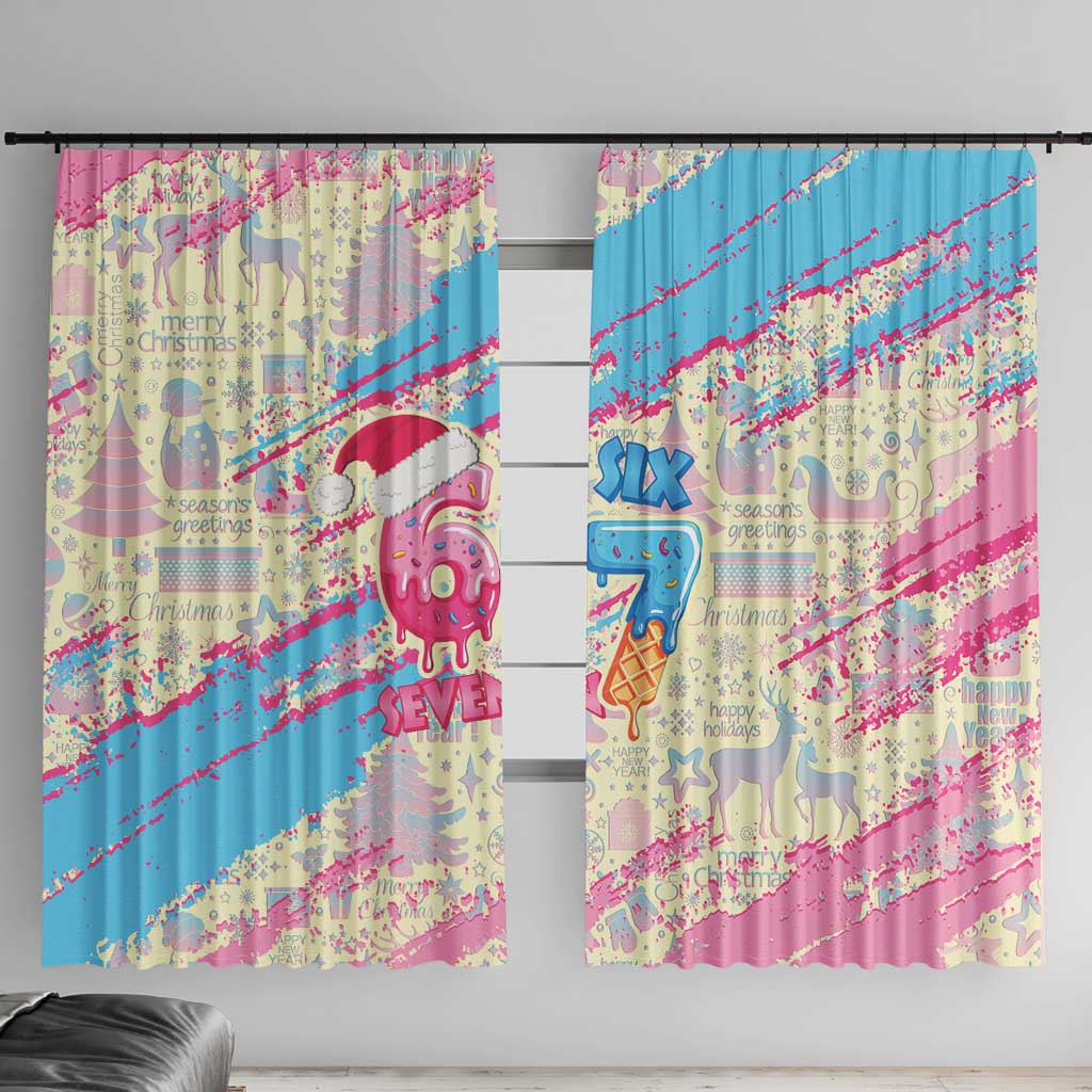 Six Seven Ice Cream Drip Window Curtain 67 Funny Christmas Gen Alpha Slang - Wonder Print Shop