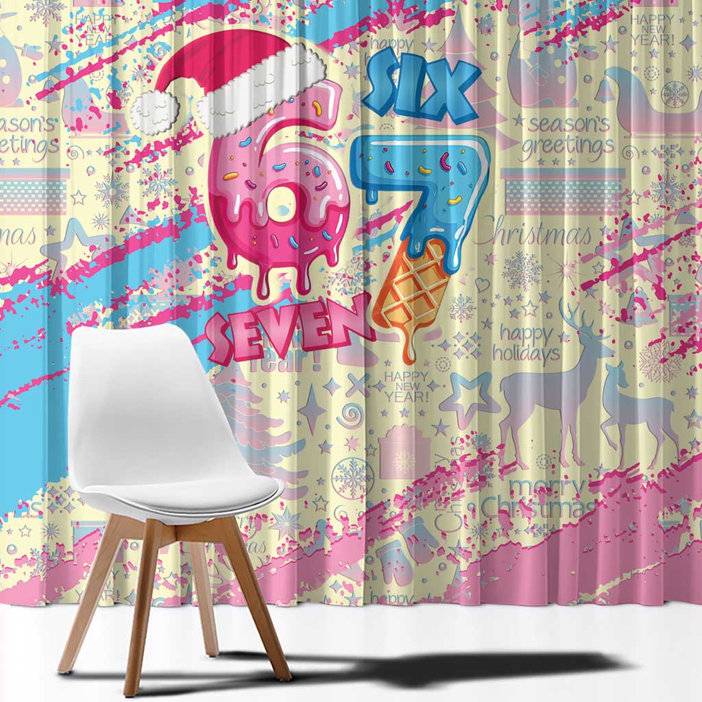Six Seven Ice Cream Drip Window Curtain 67 Funny Christmas Gen Alpha Slang - Wonder Print Shop