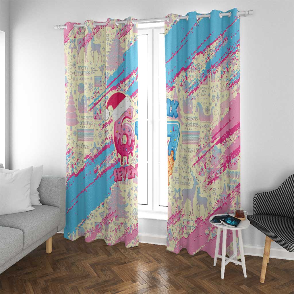 Six Seven Ice Cream Drip Window Curtain 67 Funny Christmas Gen Alpha Slang - Wonder Print Shop