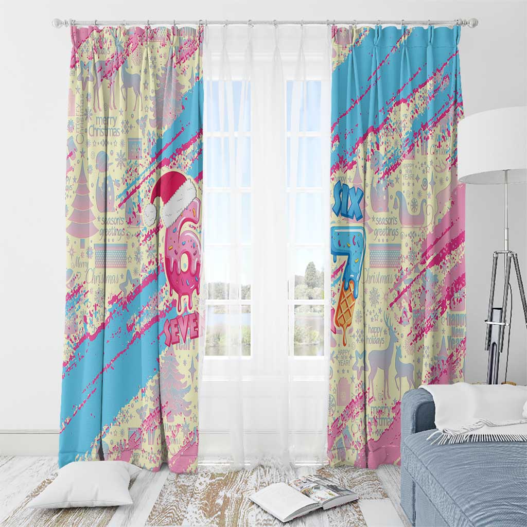 Six Seven Ice Cream Drip Window Curtain 67 Funny Christmas Gen Alpha Slang - Wonder Print Shop