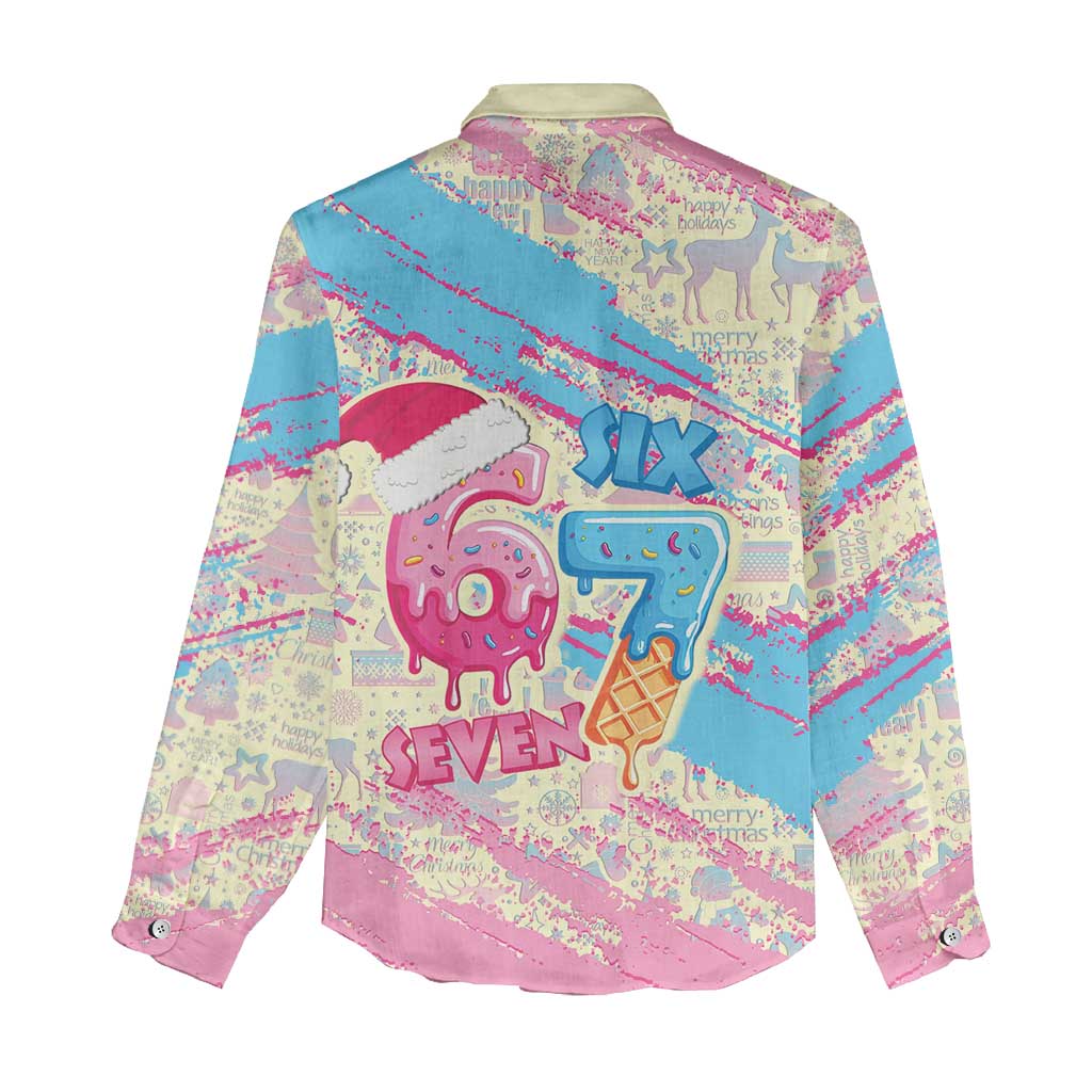 Six Seven Ice Cream Drip Women Casual Shirt 67 Funny Christmas Gen Alpha Slang - Wonder Print Shop