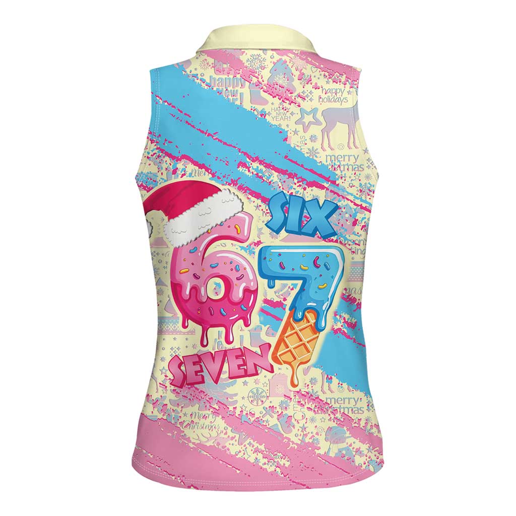 Six Seven Ice Cream Drip Women Sleeveless Polo Shirt 67 Funny Christmas Gen Alpha Slang - Wonder Print Shop