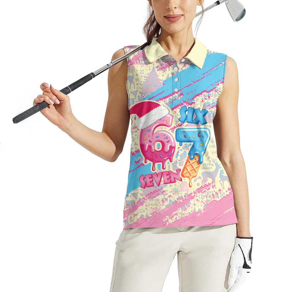 Six Seven Ice Cream Drip Women Sleeveless Polo Shirt 67 Funny Christmas Gen Alpha Slang - Wonder Print Shop