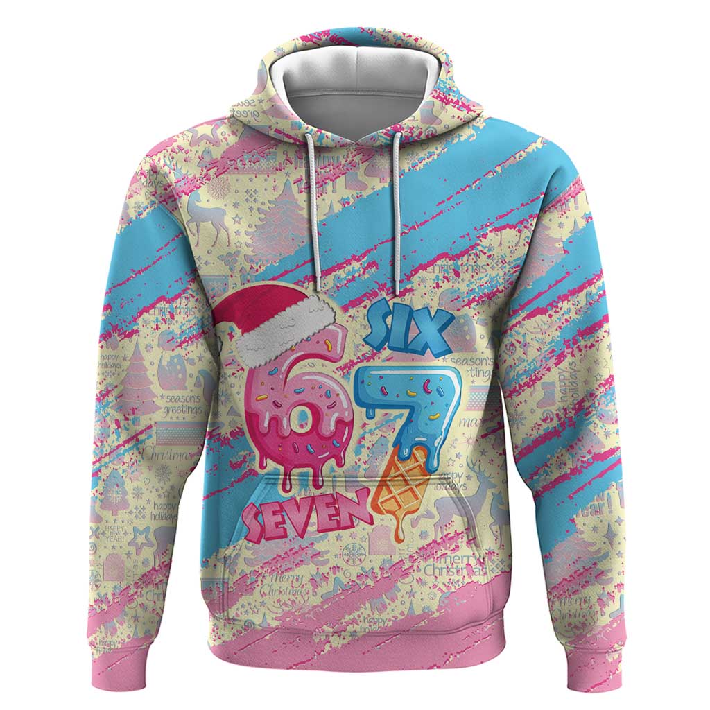 Six Seven Ice Cream Drip Zip Hoodie 67 Funny Christmas Gen Alpha Slang - Wonder Print Shop