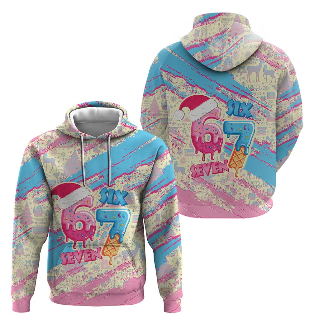 Six Seven Ice Cream Drip Zip Hoodie 67 Funny Christmas Gen Alpha Slang - Wonder Print Shop