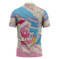 Six Seven Ice Cream Drip Zipper Polo Shirt 67 Funny Christmas Gen Alpha Slang - Wonder Print Shop
