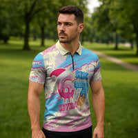 Six Seven Ice Cream Drip Zipper Polo Shirt 67 Funny Christmas Gen Alpha Slang - Wonder Print Shop