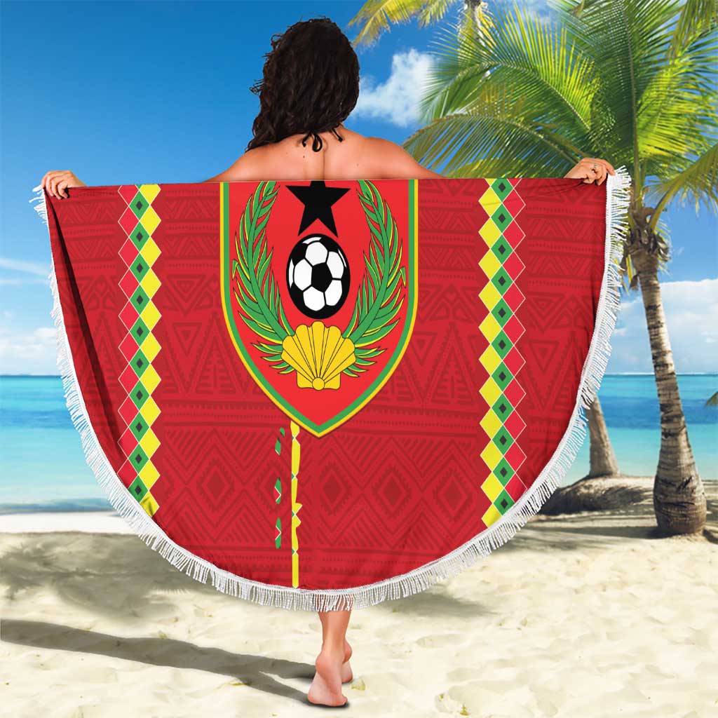 Custom Guinea Bissau Football Beach Blanket Go Djurtus - Red Ver - Wonder Print Shop