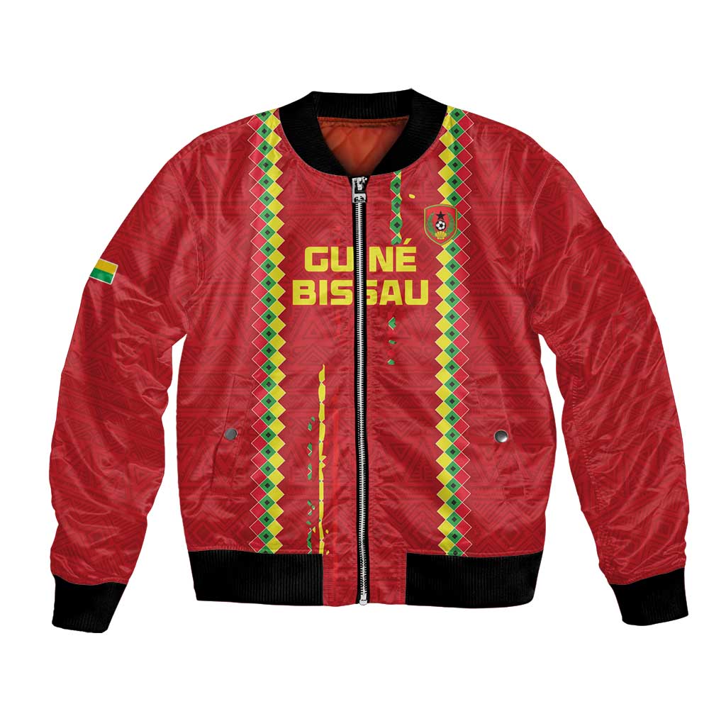Custom Guinea Bissau Football Bomber Jacket Go Djurtus - Red Ver - Wonder Print Shop