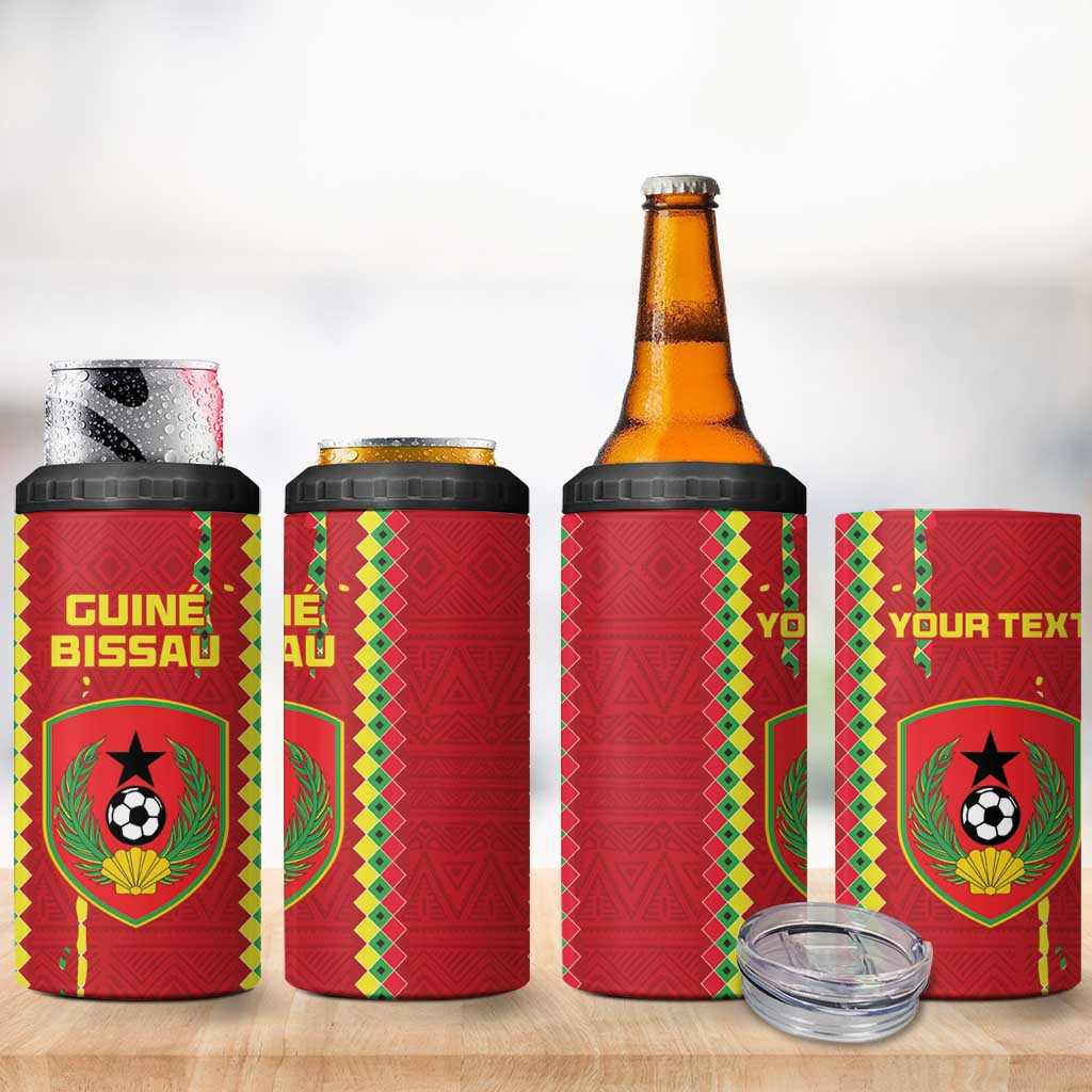 Custom Guinea Bissau Football 4 in 1 Can Cooler Tumbler Go Djurtus - Red Ver - Wonder Print Shop