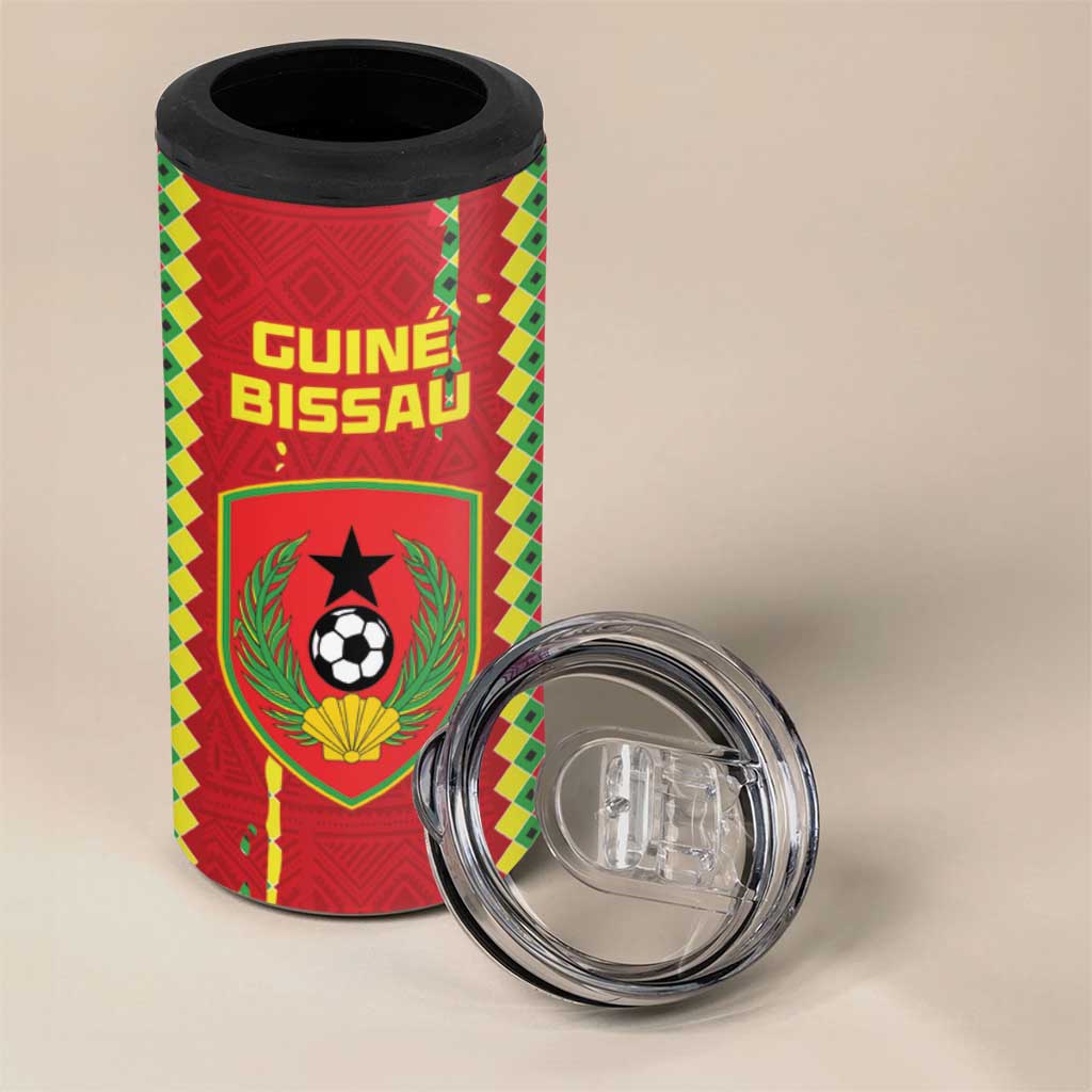 Custom Guinea Bissau Football 4 in 1 Can Cooler Tumbler Go Djurtus - Red Ver - Wonder Print Shop