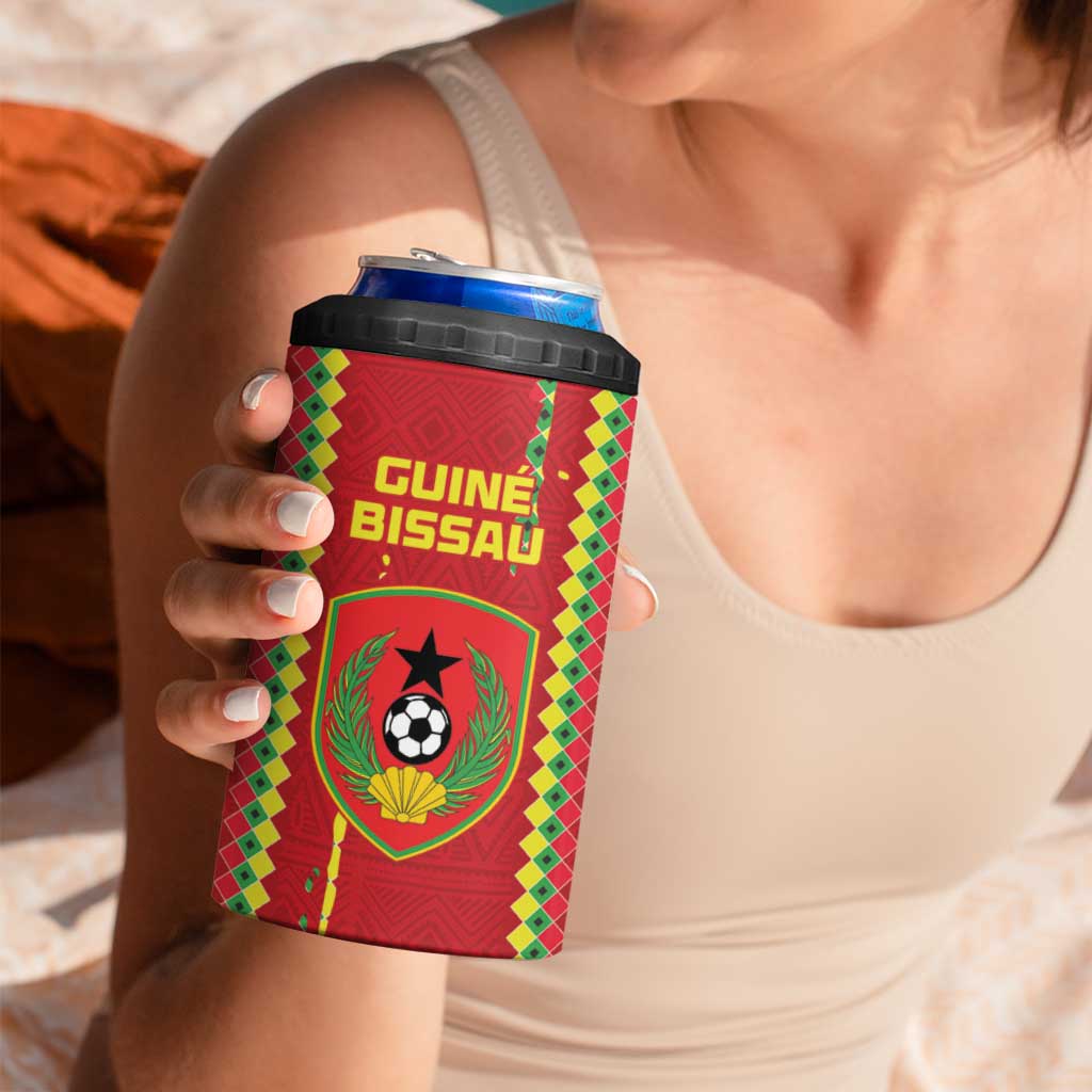 Custom Guinea Bissau Football 4 in 1 Can Cooler Tumbler Go Djurtus - Red Ver - Wonder Print Shop