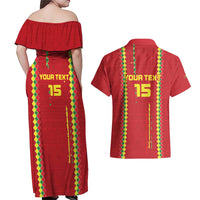 Custom Guinea Bissau Football Couples Matching Off Shoulder Maxi Dress and Hawaiian Shirt Go Djurtus - Red Ver - Wonder Print Shop