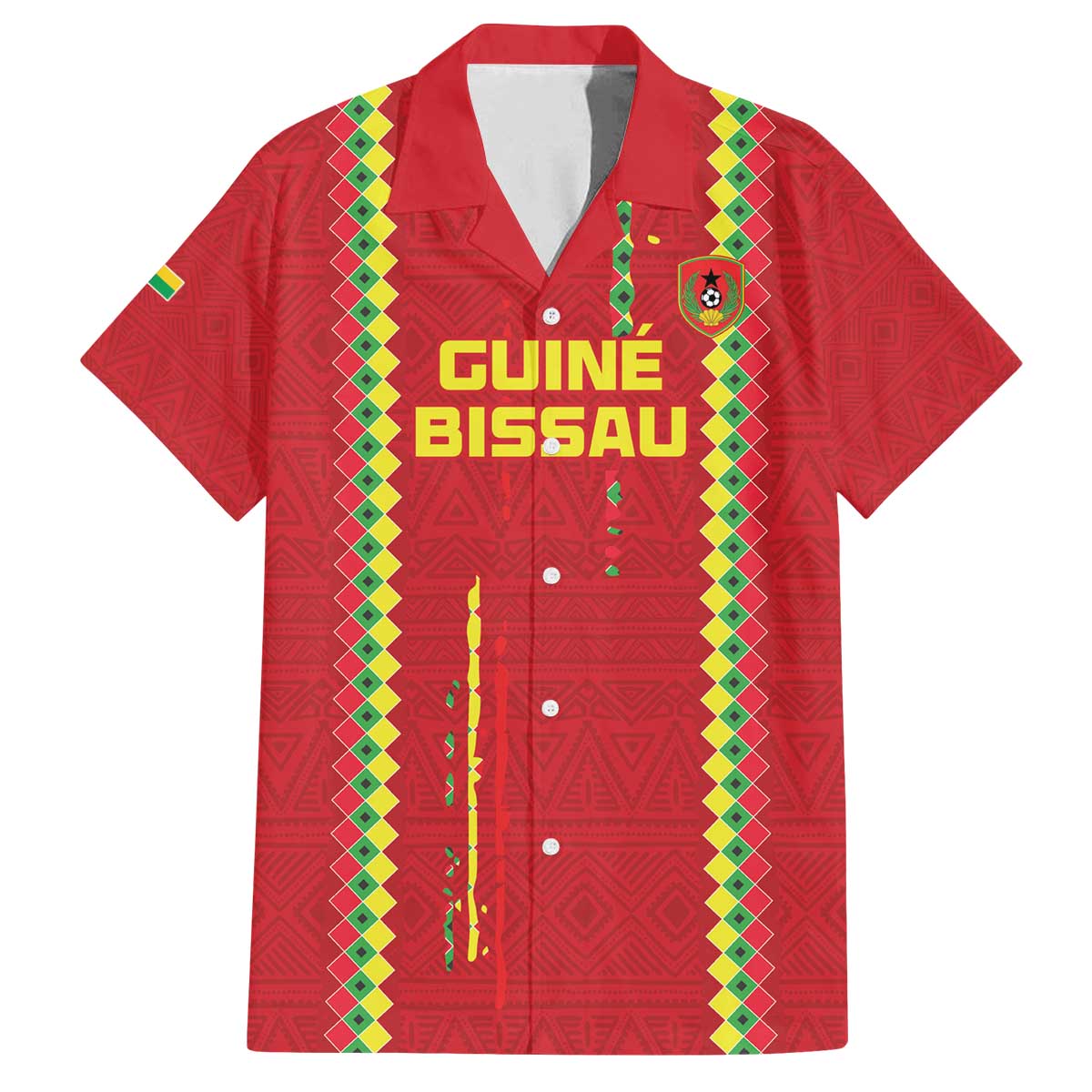 Custom Guinea Bissau Football Family Matching Off The Shoulder Long Sleeve Dress and Hawaiian Shirt Go Djurtus - Red Ver - Wonder Print Shop