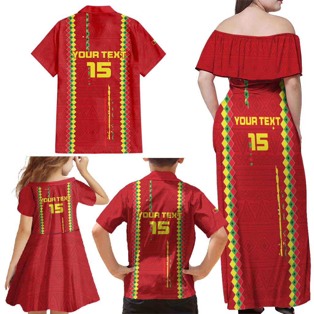 Custom Guinea Bissau Football Family Matching Off Shoulder Maxi Dress and Hawaiian Shirt Go Djurtus - Red Ver - Wonder Print Shop