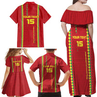 Custom Guinea Bissau Football Family Matching Off Shoulder Maxi Dress and Hawaiian Shirt Go Djurtus - Red Ver - Wonder Print Shop