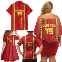 Custom Guinea Bissau Football Family Matching Off Shoulder Short Dress and Hawaiian Shirt Go Djurtus - Red Ver - Wonder Print Shop