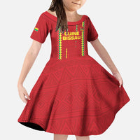 Custom Guinea Bissau Football Family Matching Short Sleeve Bodycon Dress and Hawaiian Shirt Go Djurtus - Red Ver - Wonder Print Shop