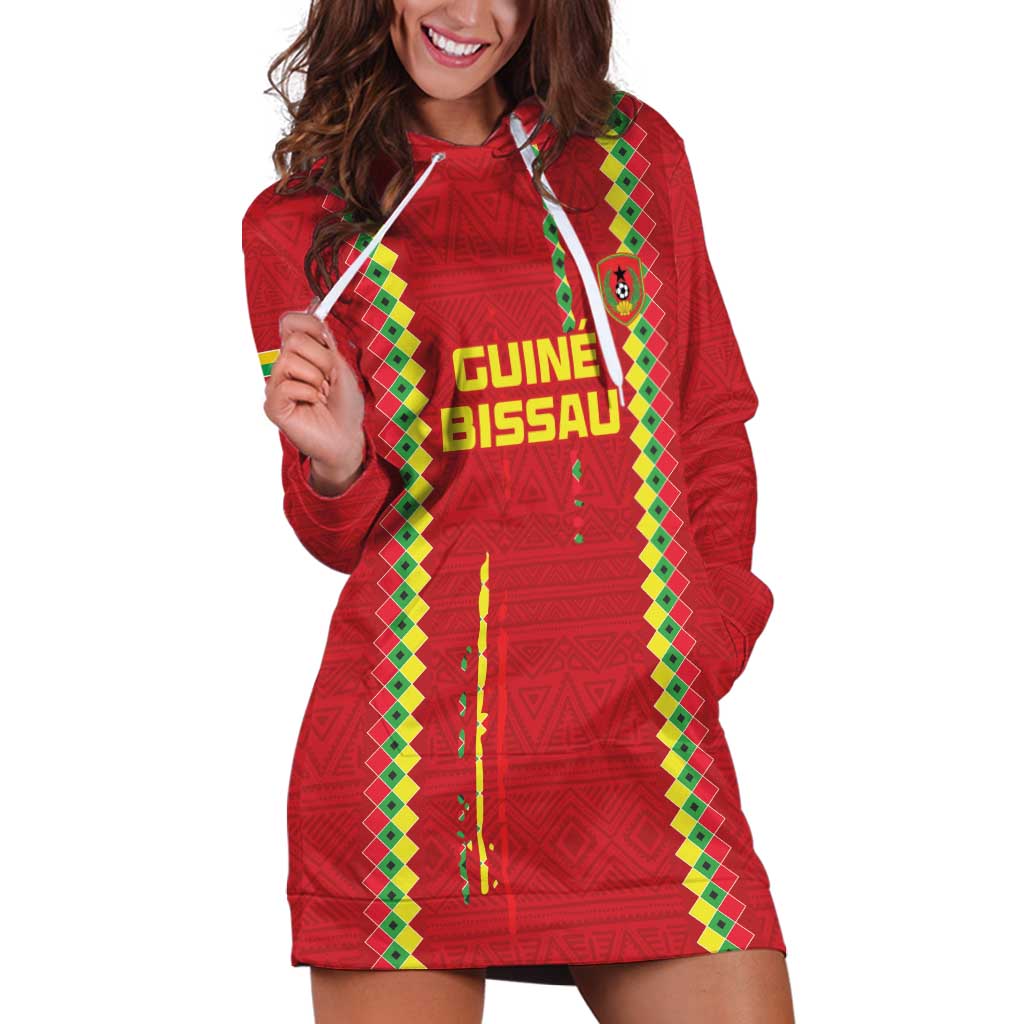 Custom Guinea Bissau Football Hoodie Dress Go Djurtus - Red Ver - Wonder Print Shop