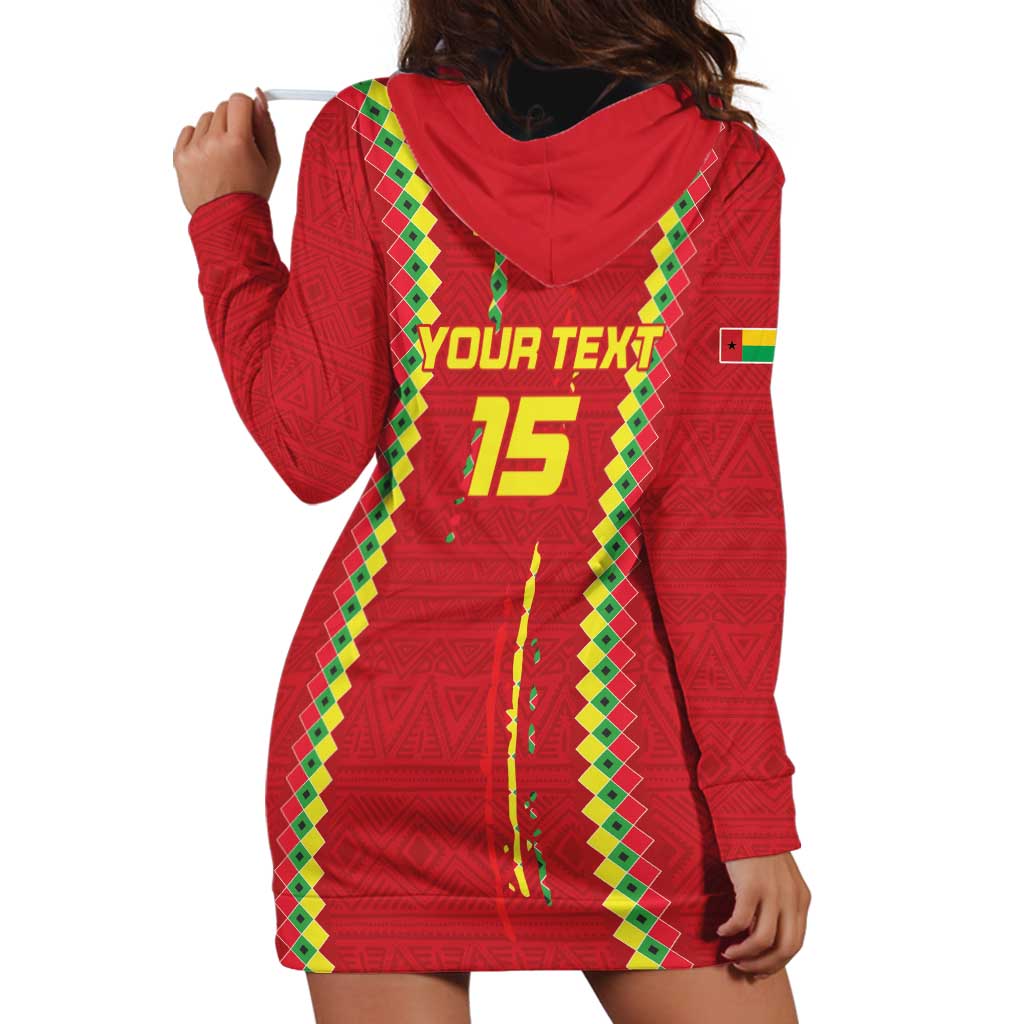 Custom Guinea Bissau Football Hoodie Dress Go Djurtus - Red Ver - Wonder Print Shop