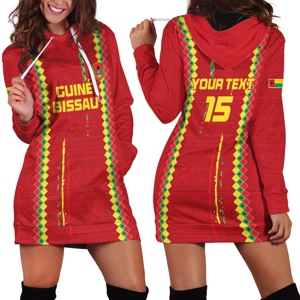 Custom Guinea Bissau Football Hoodie Dress Go Djurtus - Red Ver - Wonder Print Shop