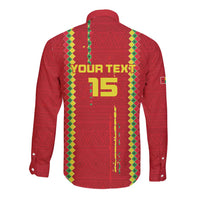 Custom Guinea Bissau Football Long Sleeve Button Shirt Go Djurtus - Red Ver - Wonder Print Shop