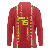 Custom Guinea Bissau Football Long Sleeve Polo Shirt Go Djurtus - Red Ver - Wonder Print Shop