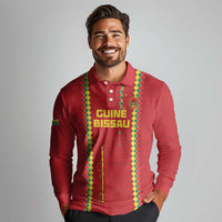 Custom Guinea Bissau Football Long Sleeve Polo Shirt Go Djurtus - Red Ver - Wonder Print Shop