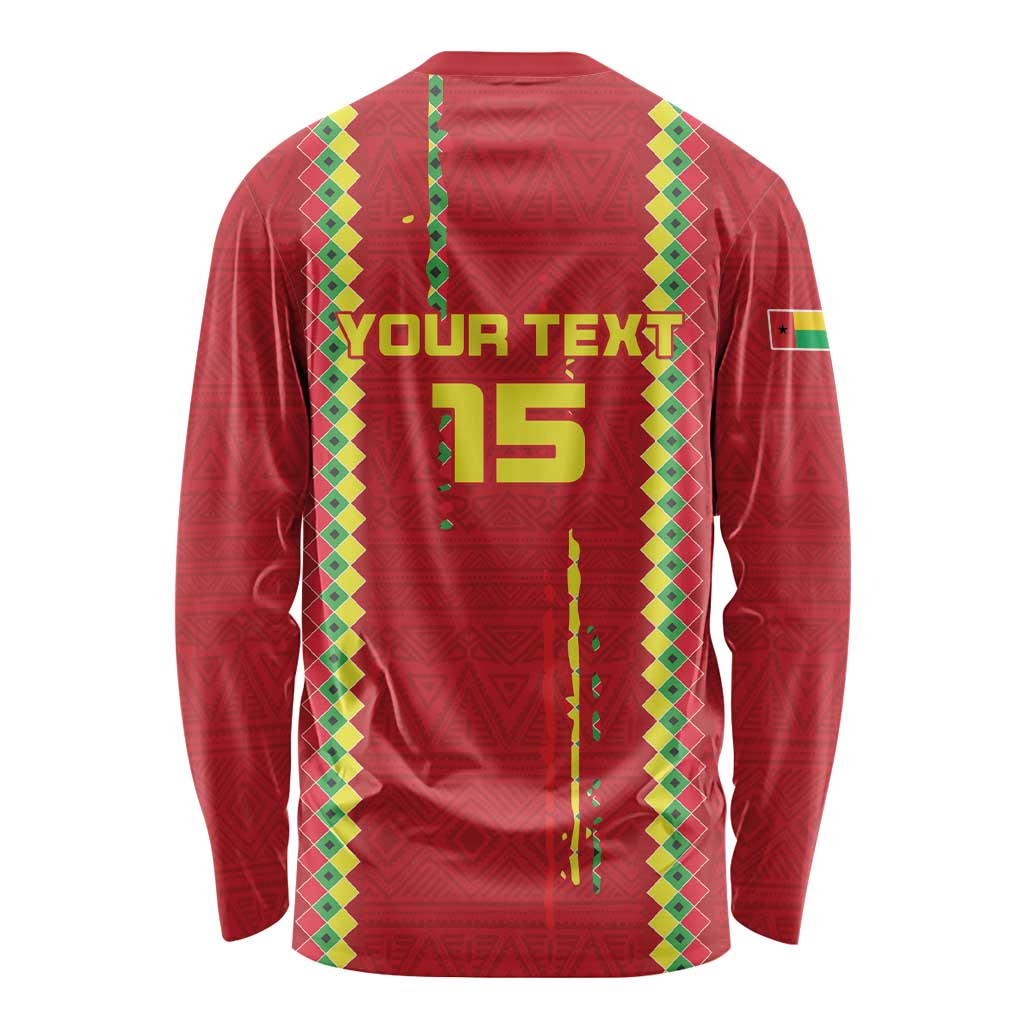 Custom Guinea Bissau Football Long Sleeve Shirt Go Djurtus - Red Ver - Wonder Print Shop