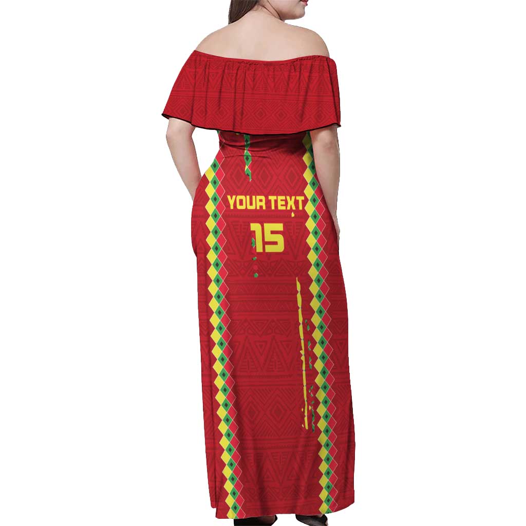 Custom Guinea Bissau Football Off Shoulder Maxi Dress Go Djurtus - Red Ver - Wonder Print Shop