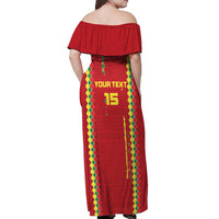 Custom Guinea Bissau Football Off Shoulder Maxi Dress Go Djurtus - Red Ver - Wonder Print Shop