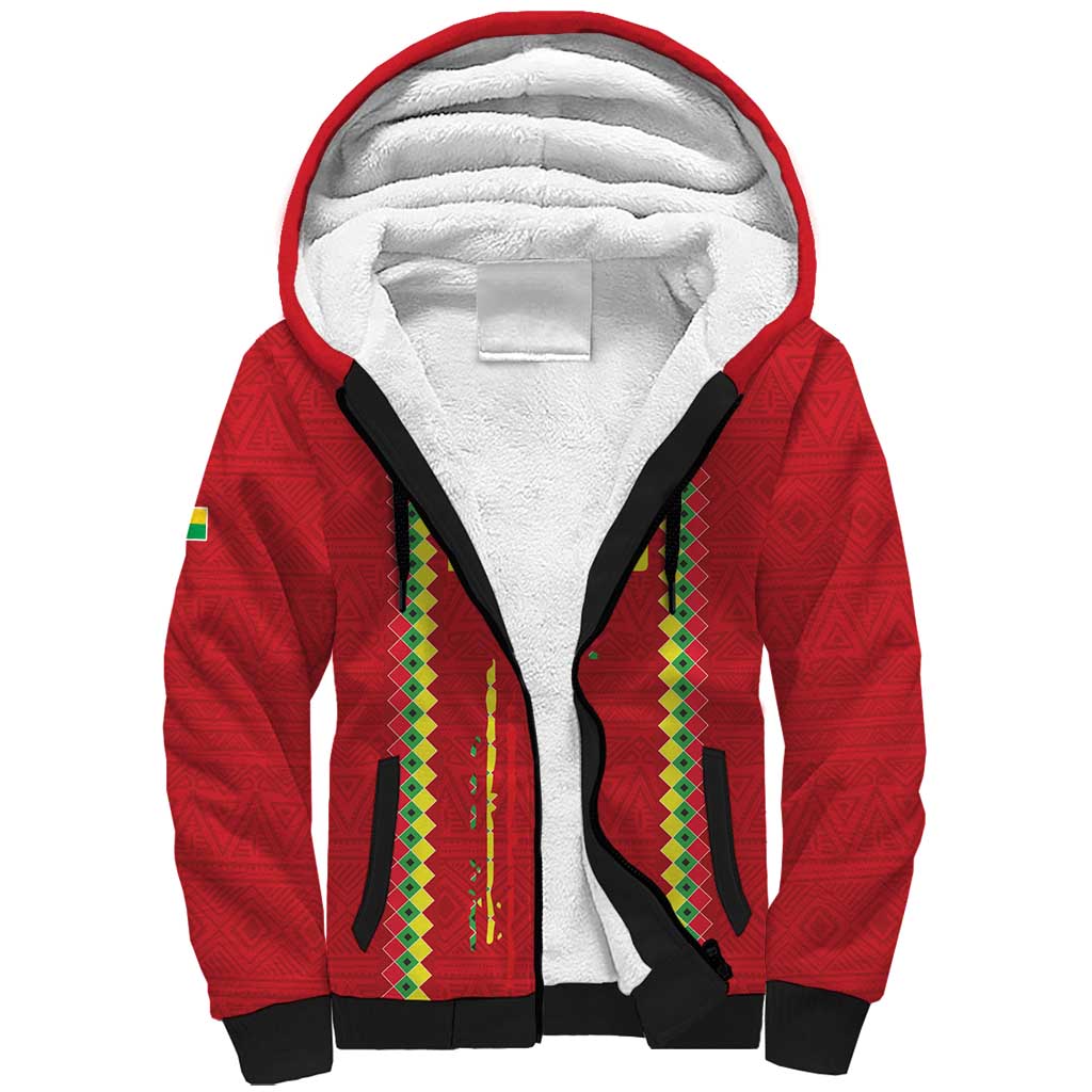 Custom Guinea Bissau Football Sherpa Hoodie Go Djurtus - Red Ver - Wonder Print Shop
